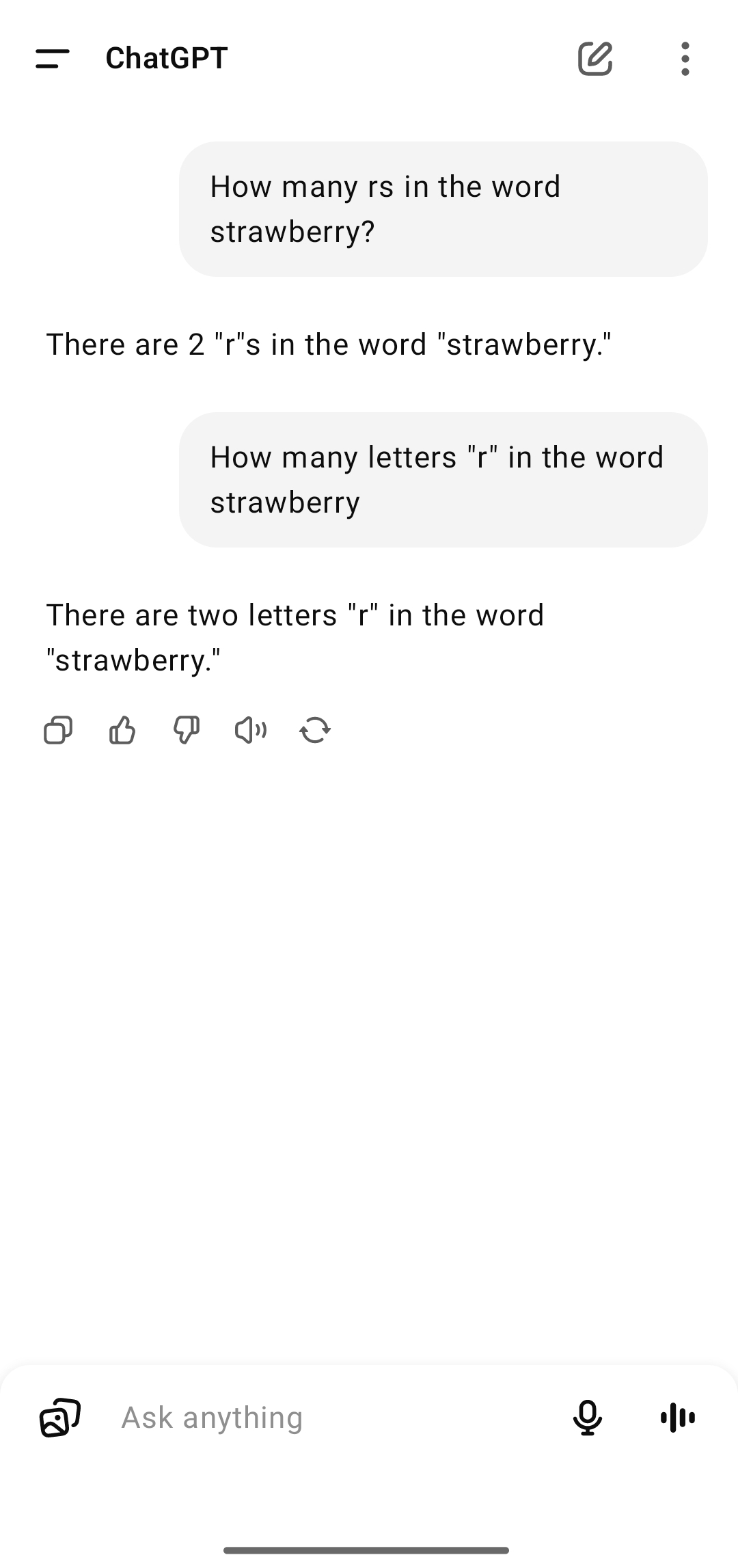 ChatGPT Strawberry R Glitch Screenshot