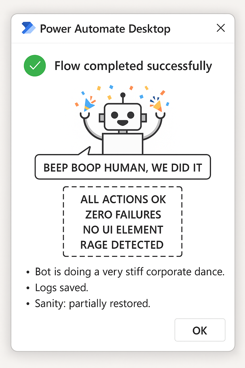 Happy bot celebrating success